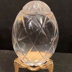 Etched TYRONE Irish Clear Crystal Glass 3" Egg Figurine Paperweight